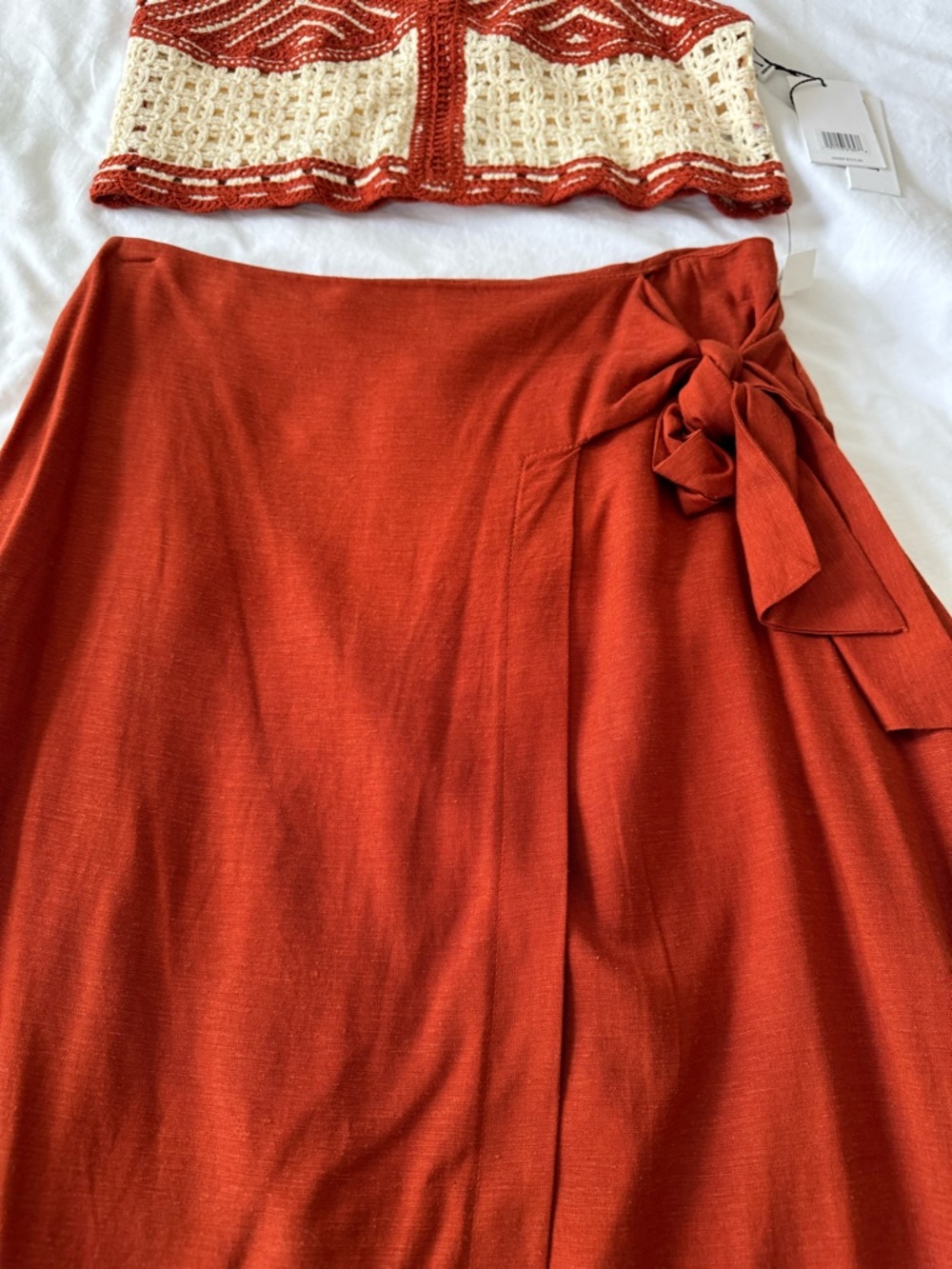 Jason Wu Crochet Top Linen Blend Wrap Skirt 2 Piece Set Size 4 NWT - Picture 4 of 13